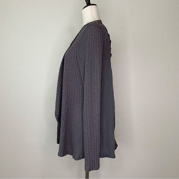 Knox Rose Boho Crochet Back Gray Open Front Cardigan - Picture 5 of 12